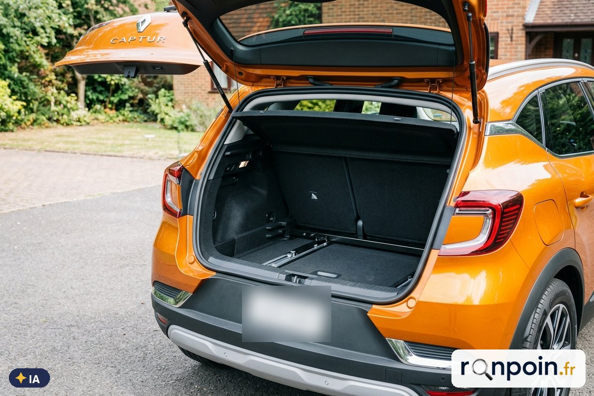 Banquette coulissante et coffre d'un Renault Captur II — illustration générée par IA